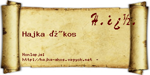 Hajka Ákos névjegykártya
